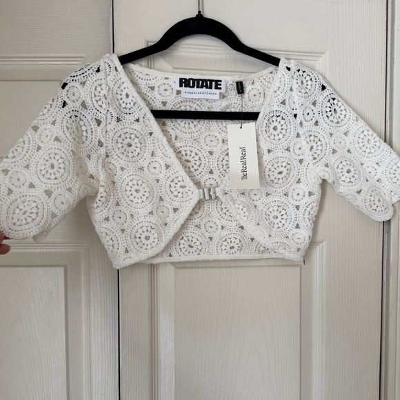 Rotate Chic White Crochet Crop Top - Picture 3 of 7